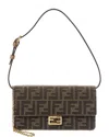 Fendi Wallet On Chain Ff Jacquard Baguette In Brown