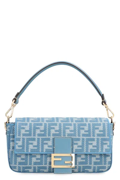 Fendi Baguette Ff Jacquard Bag In Blue