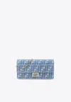 Fendi Baguette Continental With Chain Denim-effect Ff Jacquard Wallet