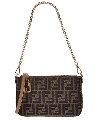 Fendi Baguette Ff Jacquard Pouch In Orange