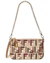 Fendi Pouch With Chain In Multicolor Ff Fabric In Neutral