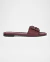 Fendi Baguette Ff Leather Buckle Flat Slide Sandals In Brown