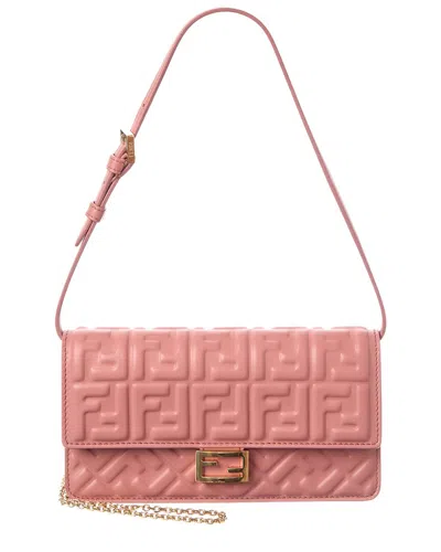 FENDI FENDI BAGUETTE FF LEATHER WALLET ON CHAIN