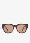 Fendi Baguette Ff Monogram Round Sunglasses In Brown