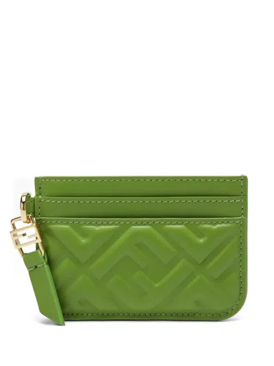 Fendi Baguette Ff Motif Flat Cardholder In Green