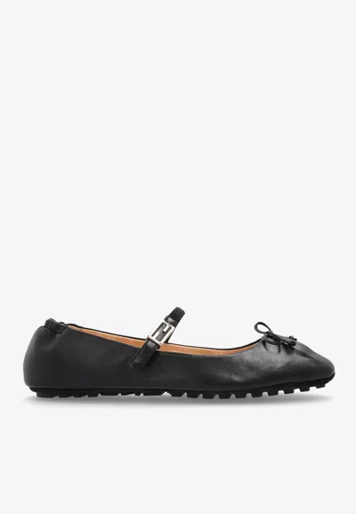 Fendi Baguette Ff Nappa Leather Ballet Flats