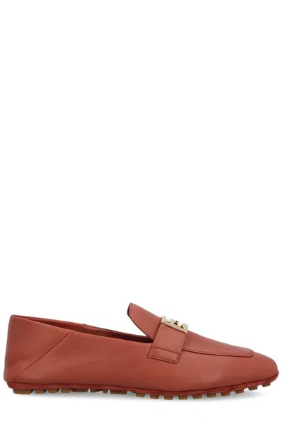 Fendi Brown Nappa Leather Baguette Loafers