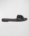 Fendi Baguette Ff Tube Medallion Flat Sandals In Black