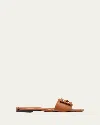 Fendi Baguette Ff Tube Medallion Flat Sandals In Brown