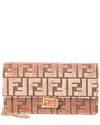 Fendi Ff Velvet Wallet On Chain In Pink