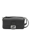 Fendi Baguette Macro-stitch Messenger Bag In Black