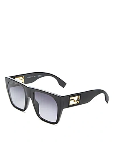 Fendi Baguette Flat Top Sunglasses, 54mm In Black/gray Gradient