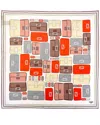 Fendi Silk Foulard With Abstract Geometric Pattern In Orange