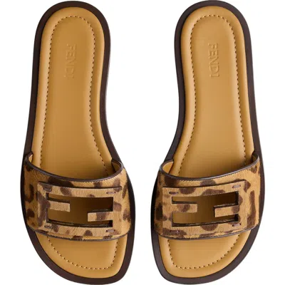 Fendi Baguette Genuine Calf Hair Slide Sandal In Multi