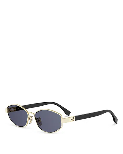 Fendi Baguette Geometric Sunglasses, 56mm In Blue