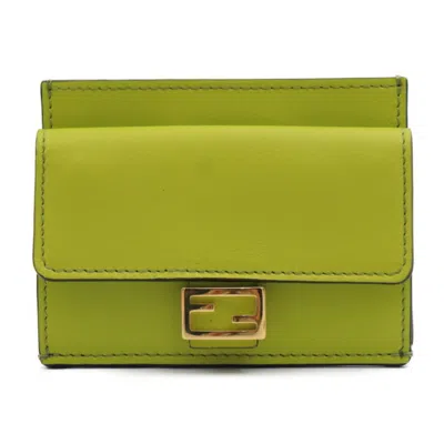 Fendi Baguette Green Leather Wallet  ()