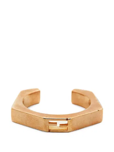 Pre-owned Fendi Baguette Hexagonal Ring In Pink