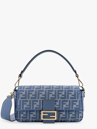 Fendi Baguette Jacquard Ff Fabric Shoulder Bag In Blue