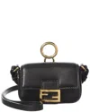 Fendi Baguette Leather Bag Charm In Black