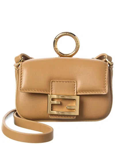 Fendi Baguette Leather Bag Charm In Orange