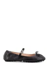 Fendi Black Nappa Leather Baguette Ballet Flats In Black