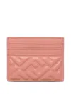 Fendi Nappa Leather Baguette Cardholder With Embossed Pattern In Pink