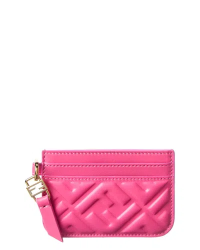 Fendi Baguette Leather Card Case In Pink