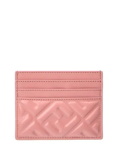 Fendi Baguette Leather Card Case In Pink