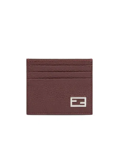 Fendi Baguette Leather Cardholder In Red
