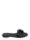 Fendi Baguette Leather Flat Sandals