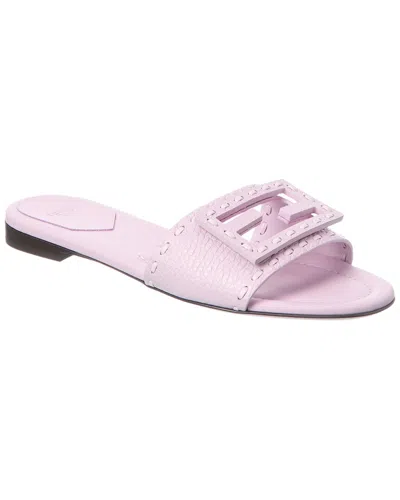 Fendi Baguette Leather Flat Sandals In Purple