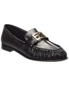 Fendi Nappa Leather Baguette Loafers Fringe Detail In Black