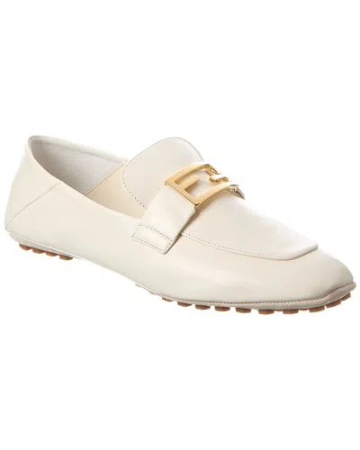 Fendi Hardware Square Toe Studded Sole Loafers In Bianco Ice