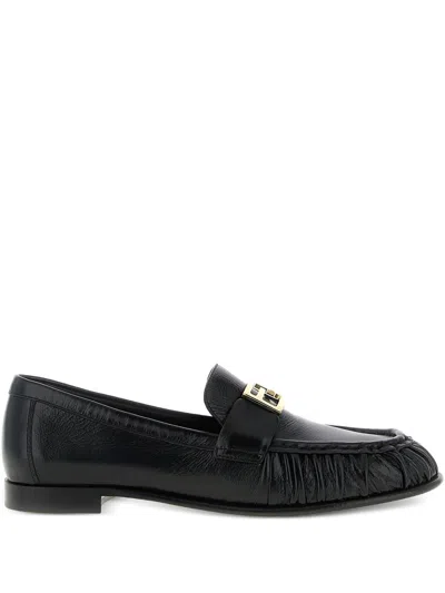 Fendi Baguette Leather Loafers In Black