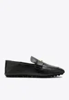 FENDI BAGUETTE LEATHER LOAFERS