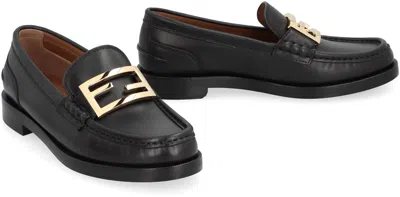 Fendi Leather Loafer In Black