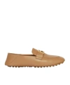 Fendi Baguette Leather Loafers In Nude