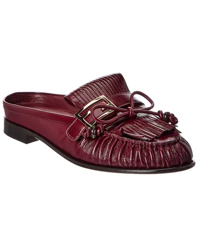 Fendi Baguette Leather Mule In Red