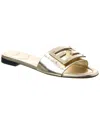 Fendi Baguette Laminated Leather Flat Sandals