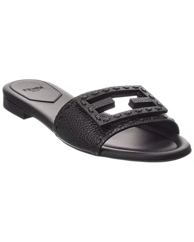 Fendi Baguette Leather Sandal In Black