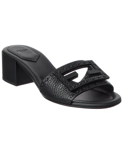 Fendi Baguette Leather Sandal In Black