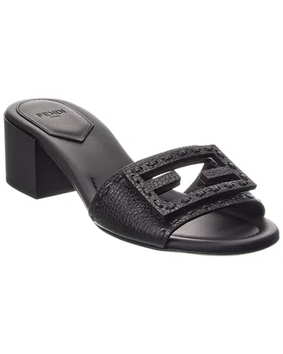 Fendi Baguette Leather Sandal In Black