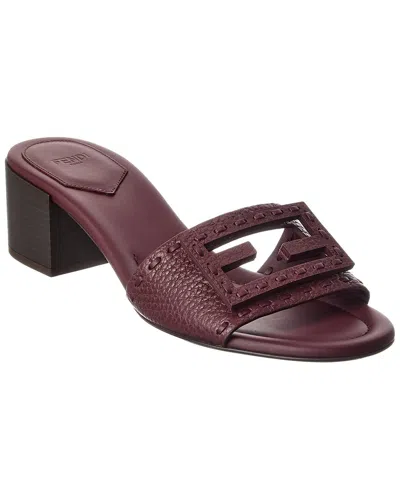 Fendi Baguette Leather Sandal In Burgundy