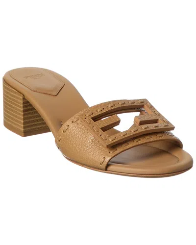 Fendi Baguette Leather Sandal In Brown