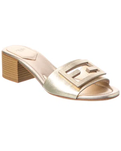 Fendi Baguette Leather Sandal In Gold