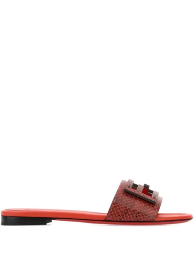 FENDI BAGUETTE LEATHER SANDALS
