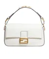 Fendi Baguette Leather Shoulder Bag In White
