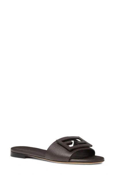 Fendi Wide-band Slide Sandals With Ff Baguette Motif In Purple