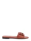 Fendi Baguette Leather Slides With Macro Selleria Topstitches