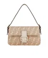 Fendi Baguette Leather-trim Merino Tote Bag In Nude
